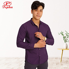 Áo sơ mi nam form body slim fit,  phong cách Hàn, không túi, vải Bamboo màu trơn, hiệu Amazing