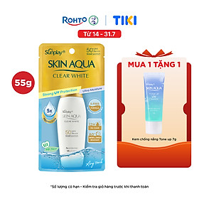 Kem chống nắng Skin Aqua dưỡng trắng, kiểm dầu, dùng hàng ngày dạng sữa Sunplay Skin Aqua Clear White Eco Việt Nam SPF50, PA++++ 55g
