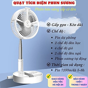 Mua Quạt Tích Điện Pin Trâu Cỡ Lớn Kết Hợp Phun Sương  Quạt Gió Điện Mini Gấp Gọn Thông Minh  Sạc Pin  Kéo Dài 1 mét  Thiết Kế Đẹp
