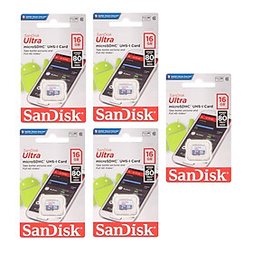 Mua Bộ 5 thẻ Nhớ Micro SDHC SanDisk UHS-1 16GB Class 10 - 80MB/s - Hàng Chính Hãng