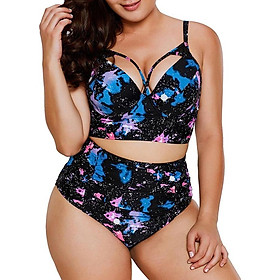Plus Size Cut Out Galaxy Print Bikini