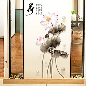 Mua Decal dán tường Tranh dán tường Hoa Sen Xám SK9379