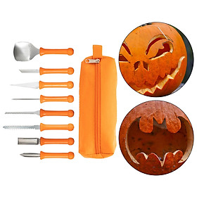 8 Pieces Pumpkin Carving Kit Carving Set Heavy Duty Stainless Steel Sculpting Tools Carver Set for Halloween Pumpkin Lantern DIY Kids Adults