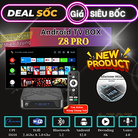 Android Tivi Box Z8 Pro - Ram 2G - Android TV 12.0 - Bluetooth 5.0 - Netflix - Remote Tìm Kiếm Giọng Nói - Hàng Nhập Khẩu