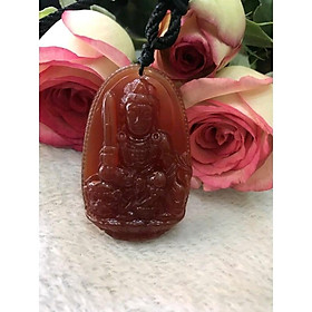 Mặt Dây Chuyền Phật Độ Mệnh Văn Thù Nam tuổi Mão mệnh Hoả mệnh Thổ Chất liệu  Mã Não Đỏ size Cao 49mm Ngang 32mm Dầy 9mm ạ