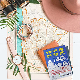 Sim du lịch 6 nước Trung Quốc, Nhật Bản, Hàn Quốc, Đài Loan, Hồng Kông 4GB tốc độ cao 7 ngày Lucky SIM