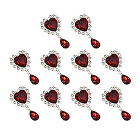 10x Heart Rhinestone Buttons for Bags Wedding Party Home Decoration Hair Bow