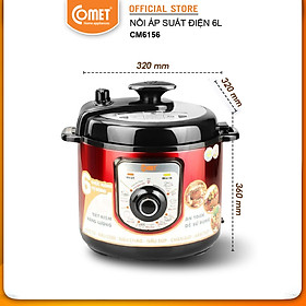 Hình ảnh Nồi Áp Suất Điện Nắp Rời Comet CM6156C (6.0 Lít) - Màu ngẫu nhiên - Hàng Chính Hãng