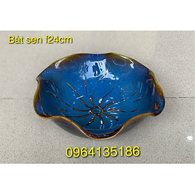 Bát sen f24cm men hoả biến xanh dương gốm sứ Bát Tràng