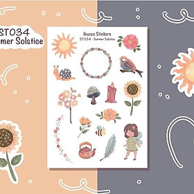 Sticker tự thiết kế - sticker sheet summer solstice - hình dán sổ, nhật kí bullet journal - unim050