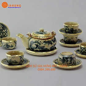 Mua Bộ ấm chén Nhật men rạn bọc đồng gốm sứ Bát Tràng (bộ bình uống trà  bình trà)