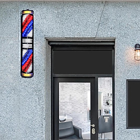 Rotating Pole LED Light Wall Mounted Barber Shop Sign Open Hairs Salon