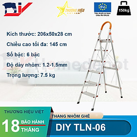 Mua Thang nhôm ghế gia đình 6 bậc DIY TLN-06 chiều cao tối đa 145cm - tải trọng 150kg