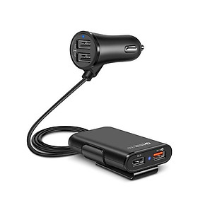 Bộ sạc thiết bị di động gắn trên xe Vaorlo 12V 60W 4 Cổng USB QC3.0 Fast Mobile Phone CAR
