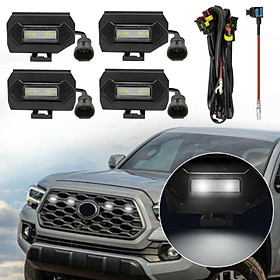 4 Pieces Car LED Grille Light Kit Bright Lens with Fuse Adapter Wiring Harness Kit Grille Lamps for Toyota Tacoma W/TRD Pro Grill 16-Up