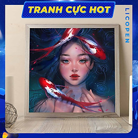 Mua Tranh Tô Màu Theo Số Licopen - Tranh Cô Gái Cá Chép - MS62