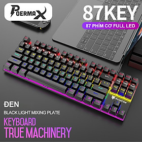 Mua Bàn phím cơ POERMAX K80 với 87 phím cơ Blueswitch  20 hiệu ứng Led khác nhau- Hàng Chính Hãng