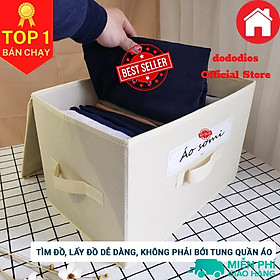 Mua Hộp vải đựng đồ có nắp dododios đa năng giỏ đựng quần áo đồ lót mỹ phẩm thùng đựng đồ cá nhân có 3 tay xách cao cấp