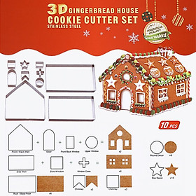 Mua COMBO Set 10 khuôn nhấn bánh 3D hình nhà giáng sinh - CBCKIHOU10P