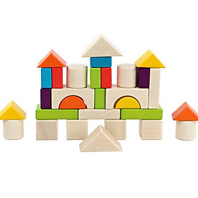 Bộ xếp hình khối bằng gỗ 30 chi tiết đơn giản nhiều màu sắc cho bé yêu thông minh vượt trội