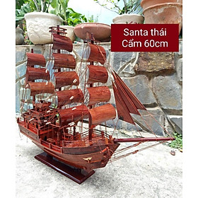 Mua Thuyền Santa thái gỗ cẩm ngang 60 cm _Thuyền buồm chiến cổ