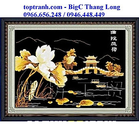 Mua Tranh thêu chữ thập hoa sen trắng F242 (chưa thêu  thêu kín)