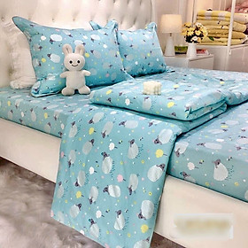 Bộ Ga Gối Vải Cotton Hàn Quốc 4 Món Nệm 10 CM