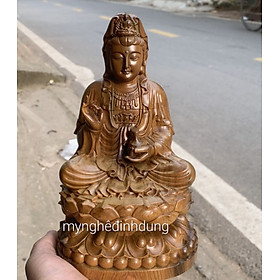 Mua Tượng mẹ quan âm bồ tát bằng gỗ bách xanh thơm nức kt cao 20×12cm