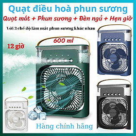 Mua Quạt Điều Hòa Phun Sương Hơi Nước Mini Để Bàn 3 Chế Độ Tích Hợp Led Dung Tích 600ML  Chế Độ Hẹn Giờ Sử Dụng Cổng Sạc USB Tiện Dụng-HÀNG CHÍNH HÃNG