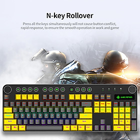 Magic-Refiner MK13 Wired Mechanical Keyboard 104 Keys Mixed Light Gaming Keyboard with Mechanical Blue Switch