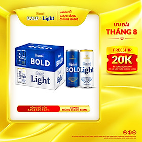 Combo 2 Thùng Bia Hanoi BOLD & LIGHT - Thùng 24 lon 330ml