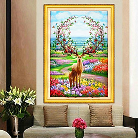 Tranh đính đá Tài lộc lâm môn 60x90cm - chưa đính