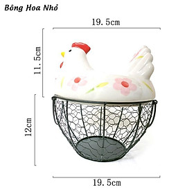 Mua Rổ Sắt Đựng Trứng Gà Hình Chú Gà Mái Ấp - Giỏ Gốm Vẽ Tay Loại To Đựng Tới 26 Quả