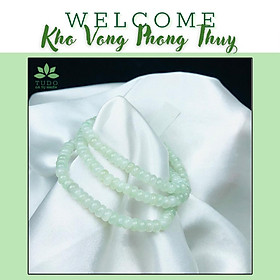 Vòng tay Ngọc Jade A Bánh Xe tự nhiên có kiểm định - Trang sức Nữ cao cấp - màu trắng phớt xanh, hạt bánh xe 5 li