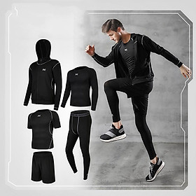 >> SO SÁNH GIÁ QUẦN ÁO TẬP GYM NAM CẦN THƠ | Shopee Lazada Sendo Tiki 68 Set 5 in 1 Quần áo gym nam, Quần áo legging nam, Quần áo gym giữ nhiệt nam - Thích hợp tập gym, đá bóng, chạy bộ, bóng rổ hoặc giữ ấm cơ thể - Quần áo tập gym nam chất liệu thun lạnh cao cấp ôm body có áo khoác (SP037)