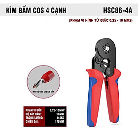 KÌM BẤM COS LỤC GIÁC HSC8 6-6A - KÌM COS BẤM CHẮC CHẮN - BẤM COS DÂY ĐIỆN TỐI ĐA 6.0 MM²