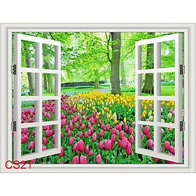 TRANH DÁN TƯỜNG 3D HÌNH CỬA SỔ KÍCH THƯỚC THEO YÊU CẦU