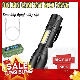 Mua Đèn pin siêu sáng mini bin sạc điện usb bóng led xpe cob có zoom chống nước cầm tay chuyên dụng