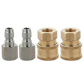 4PCs Pressure Washer Hose Connector 1/4 Inch Quick Release Male and Female