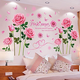 DECAL DÁN TƯỜNG ĐÔI HOA HỒNG PHẤN