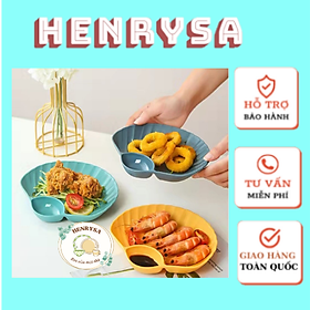 Đĩa nhựa hình sò đựng thức ăn, trái cây,... có ngăn để đồ chấm tiện dụng - Henrysa (Màu ngẫu nhiên) - Combo 3 đĩa