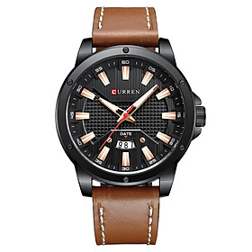Đồng hồ đeo tay đa chức năng 3ATM Dây da thạch anh Thời trang dành cho nam giới CURREN -Màu Nâu & Đen