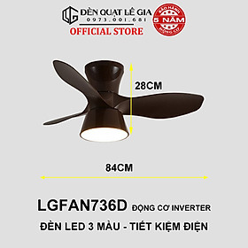 Mua  GIẢM GIÁ SỐC  Quạt Trần Mini Cổ Ngắn LÊ GIA LGFAN736D - Chiều Cao 28cm - Sải Cánh 84cm - Bảo Hành 2 Năm
