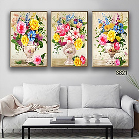 Tranh tráng gương giả sơn dầu hoa cúc trắng - Tranh pha lê đẹp treo tường phòng khách