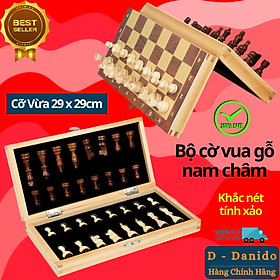 Cờ vua gỗ nam châm cao cấp - Bộ cờ vua nam châm bằng gỗ thông tự nhiên chính hãng D Danido