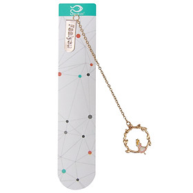 Bookmark Kẹp Sách Kim Loại Phối Charm Hình Alice - Mẫu 5