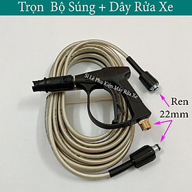 Mua Bộ 10m-15m-20M-30M dây rửa xe áp lực cao và súng xịt  - Súng xịt rửa xe áp lực cao ( Ren 22mm - 22mm )