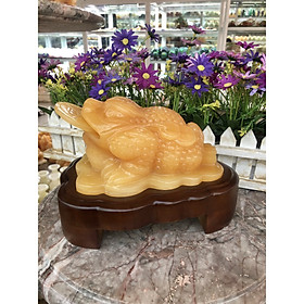Mua Tượng Cóc Ba Chân  Cóc Ngậm Tiền  Thiềm Thừ phong thủy chiêu tài lộc đá ngọc hoàng long - Dài 22 cm