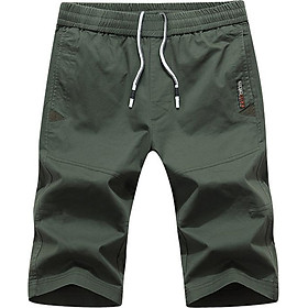 Young men's summer cotton casual shorts fashion drawstring elastic waist beach pants
