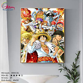 Tranh sơn dầu số hóa tự tô cho người lớn One Piece Vua hải tặc HH4136